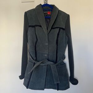 Vintage Blue Suede Coat with belt